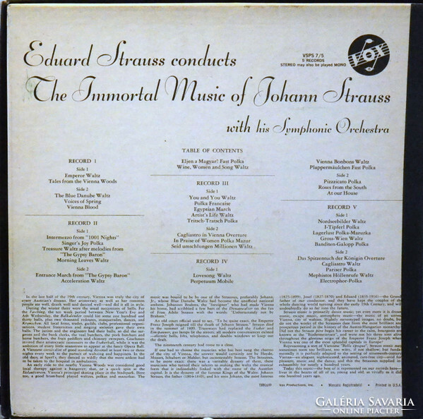 Eduard Strauß , Johann Strauss - E. Strauss Conducts The Immortal Music Of Johann Strauss (5xLP)