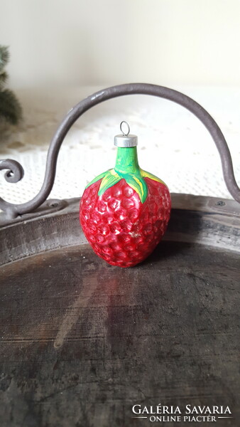 Old glass Christmas tree decoration, raspberry