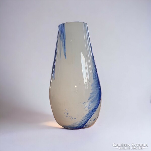 Antique Murano? White multilayer glass vase with a pattern imitating ocean foam