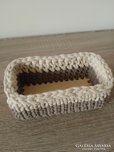 Crochet square storage/handkerchief holder