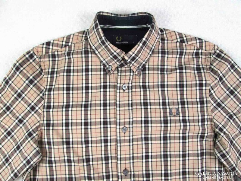 Original fred perry (s) elegant checkered long sleeve men's shirt
