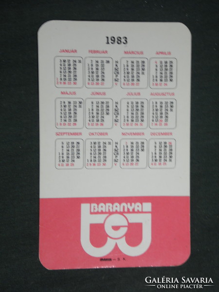 Card calendar, Baranya dairy company, Pécs, cheese, 1983, (3)