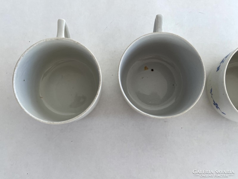 4 old, antique Zsolnay blue floral porcelain tea and coffee cups