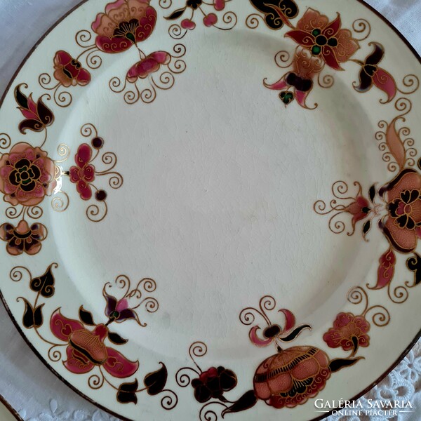 Antik Zsolnay családi pecsétes lapos tányér