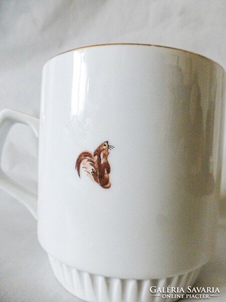 Zsolnay antique story mug with skirt. Frog children and squirrels are extremely rare!