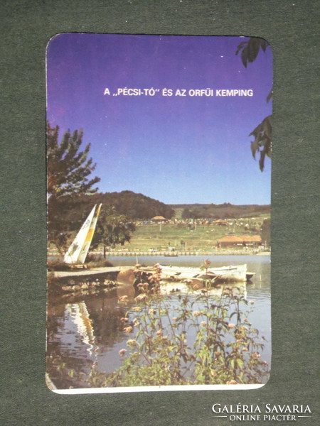 Kártyanaptár, Mecsek tourist, Pécsi tó, Orfű kemping, 1984,   (3)