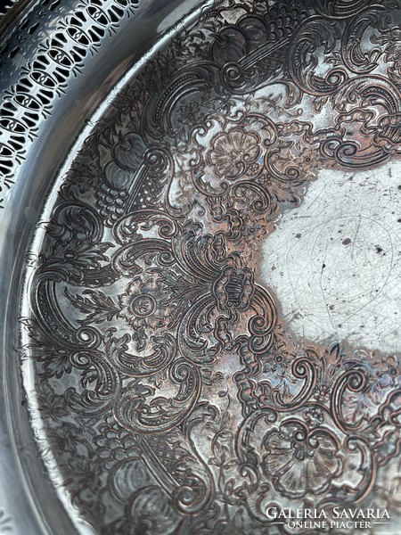 English, chiseled, silver-plated serving bowl with a very nice pattern