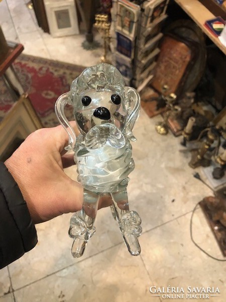 Murano dog sculpture, made of solid glass, 22 cm in size.