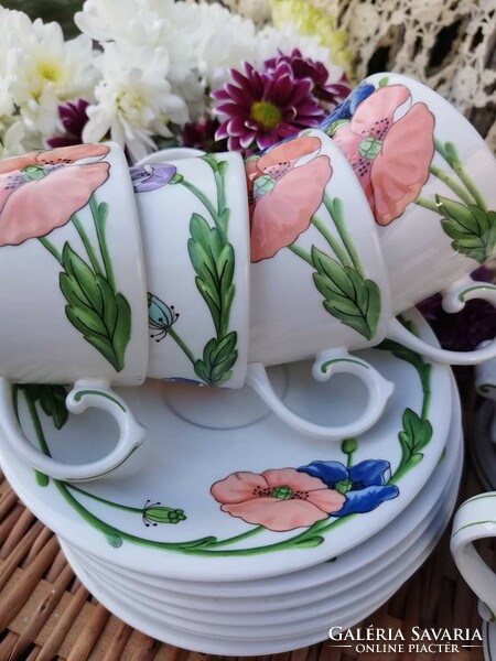 Villeroy poppy flower coffee set for 4 people