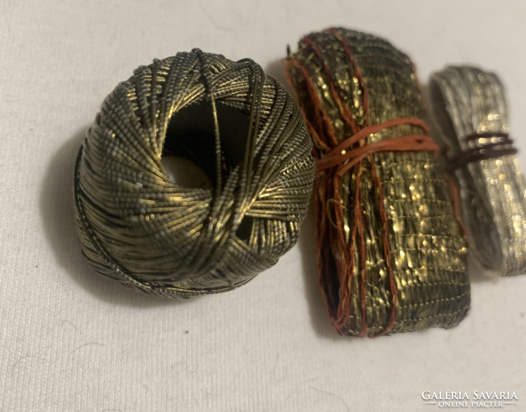 Antique metallic thread and ribbons 1900s