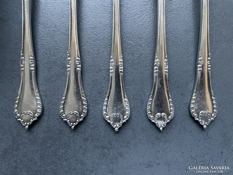 Old silver-plated forks with beautiful heads - 5 pcs