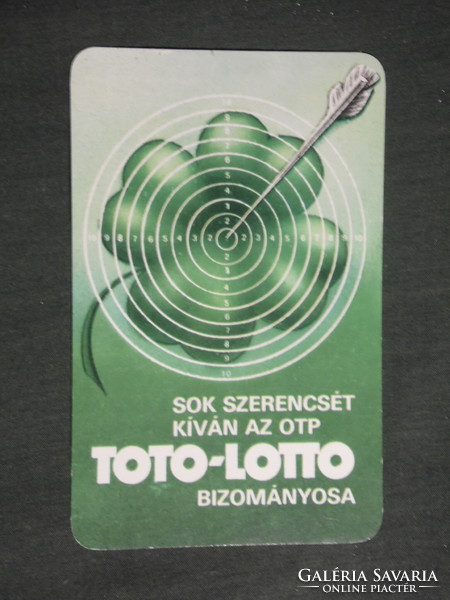 Kártyanaptár, Totó Lottó szerencsejáték, grafikai rajzos, 1983,   (3)