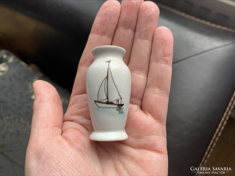 Hollóháza Balaton souvenir tiny vase, miniature vase