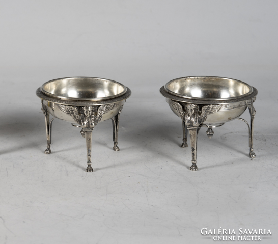 Silver antique empire style spice holder in a pair