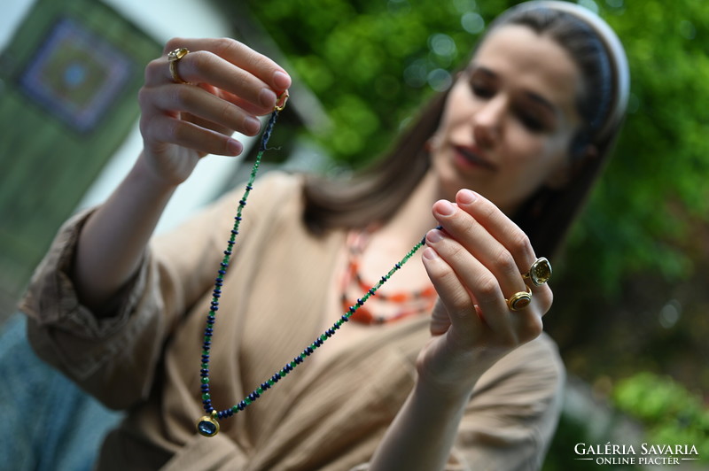 Lapis lazuli and Colombian emerald necklace