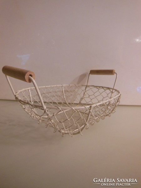 Basket - metal - wood - 23 x 17 cm + handle 5 cm - perfect