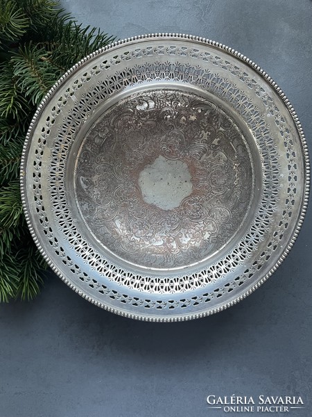 English, chiseled, silver-plated serving bowl with a very nice pattern