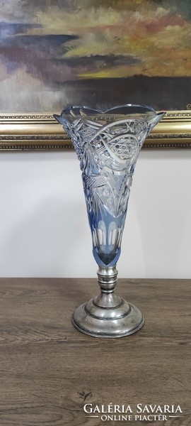 Ezüst talpas váza 34 cm
