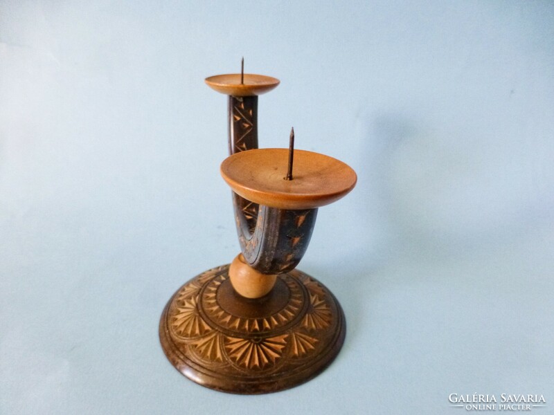 Carved, wooden candle holder, candle holder
