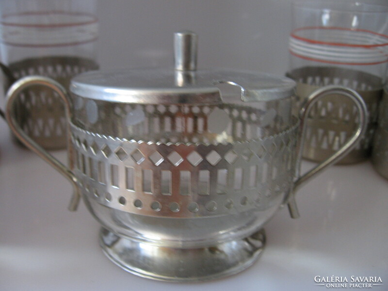 Rerto orosz, szovjet, CCCP szamovárhoz is illő teás pohár készlet