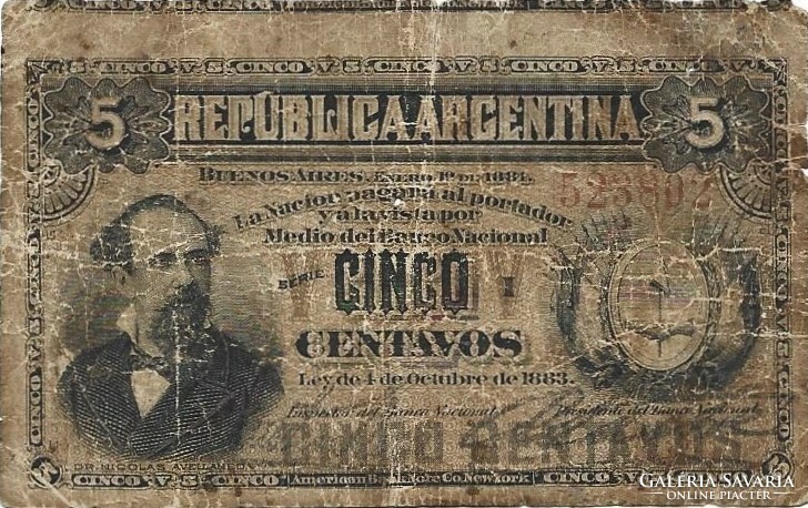 5 Centavo centavos 1884 Argentina rare