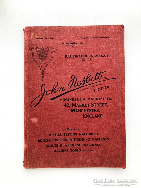 Textilipari gépek illusztrált árjegyzéke 1924-ből - John Nesbitt, Manchester
