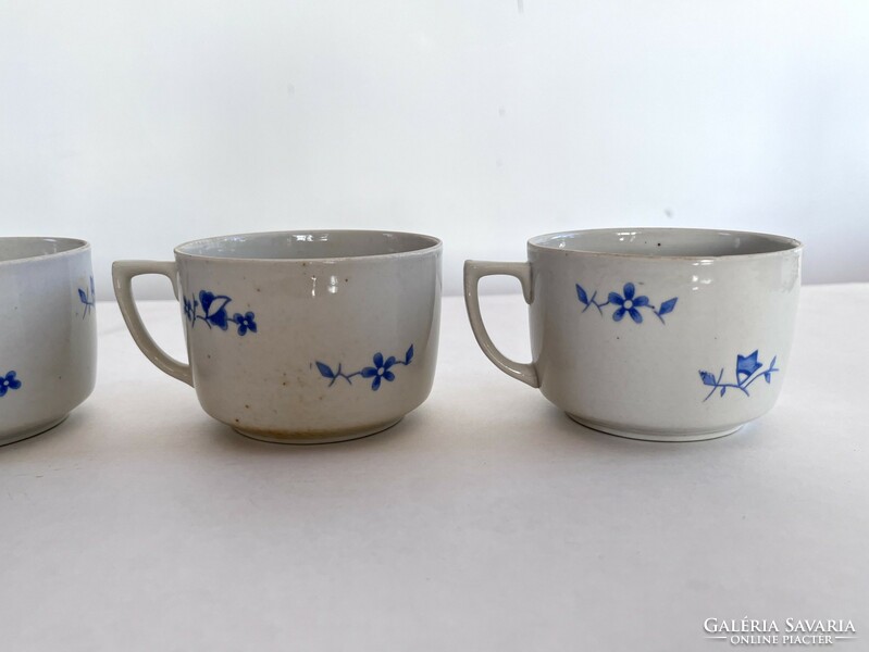 4 old, antique Zsolnay blue floral porcelain tea and coffee cups