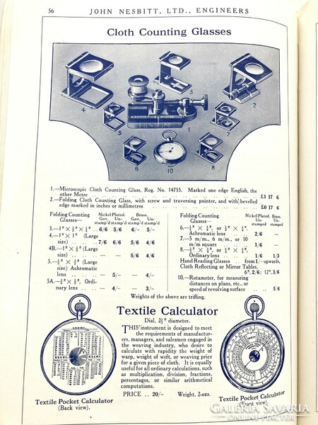 Textilipari gépek illusztrált árjegyzéke 1924-ből - John Nesbitt, Manchester