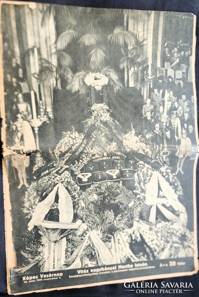 Deputy Governor István Horthy's funeral mourning funeral picture Sunday newspaper 1942