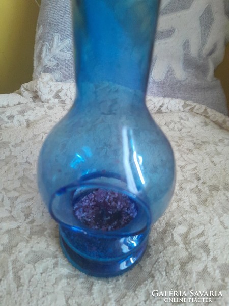 Kék üveg antik mécses