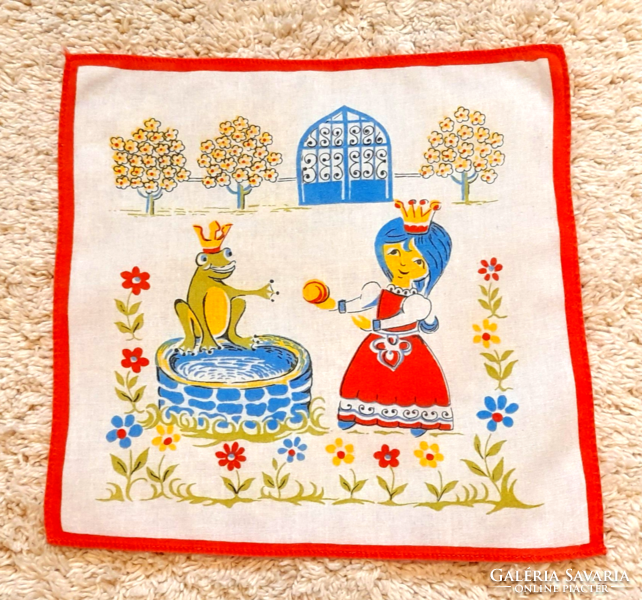 Retro children's handkerchief - frog king -