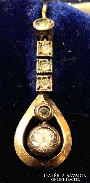 Antik Button arany fülbevaló 12 db gyémánttal