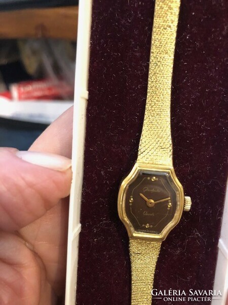 Glasshütte women's vintage watch, gold-plated from the 80s, working piece.