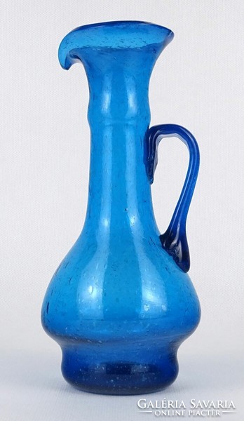 1O912 Gyönyörű művészi fújt kék üveg kiöntő váza 19.5 cm