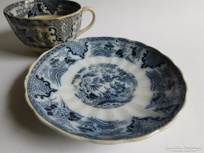 Antik, 1800-as évekbeli Villeroy& Boch Wallerfangen teás szett (chinoiserie)