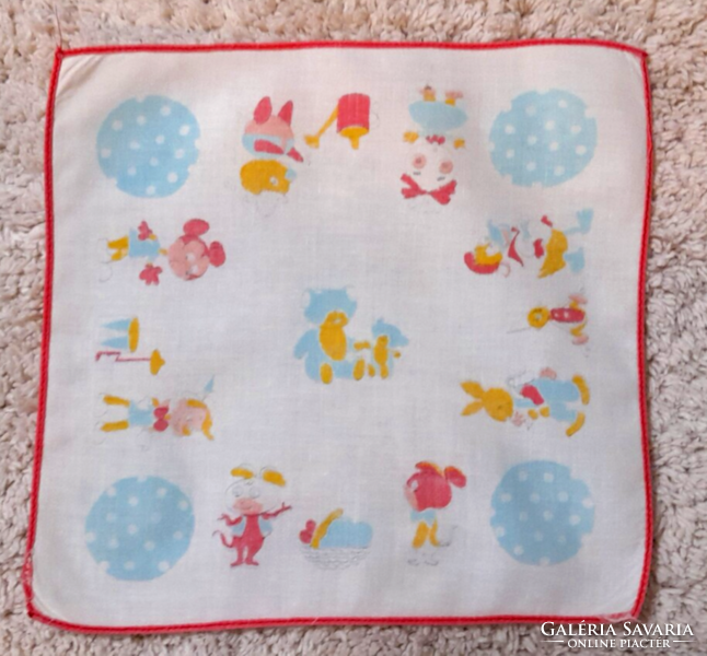 Retro children's textile handkerchief - 70s fairy-tale heroes -