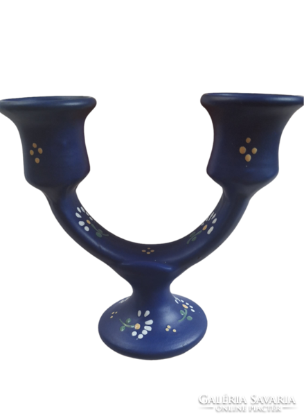 Blue and white patterned ceramic candle holder