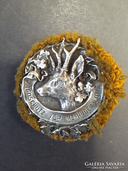 Alt German, Germany Memingen and its surroundings hunting wildlife protection silver badge, badge.