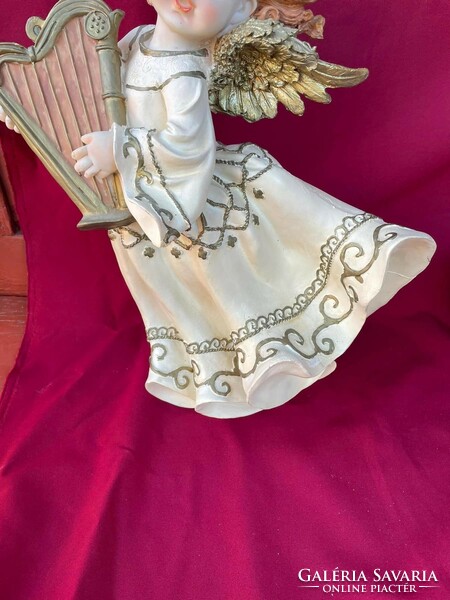Gyönyörű 42 cm magas karácsonyi ünnepi angyal figura szobor