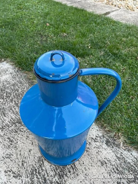 Blue enameled enameled 7 liter jug from Jászkiséri Ceglédi kanna antique heirloom