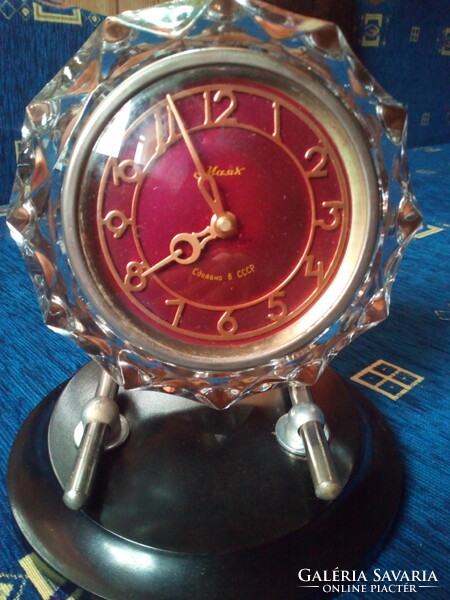 Soviet art deco glass table clock