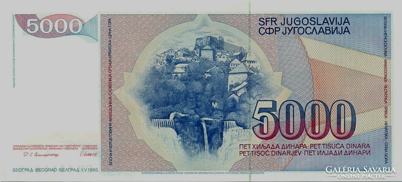 Jugoszlávia 5000 dinár 1985 UNC