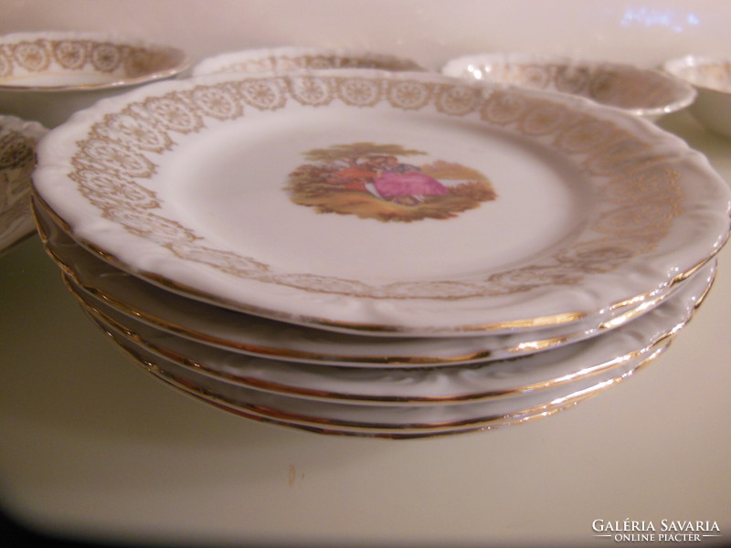 Cutlery - 10 pcs - bavaria winterling - antique - porcelain - cookie 17 cm - plate 13 x 3.5 cm