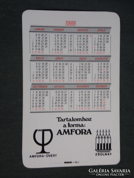 Card calendar, amphora üvért company, Zsolnay porcelain coffee set, 1986, (3)