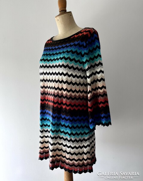 New Missoni style, knitted, colorful, long-sleeved, loose dress, tunic m/l