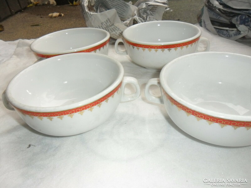 Alföldi 2-handled porcelain cups with coasters