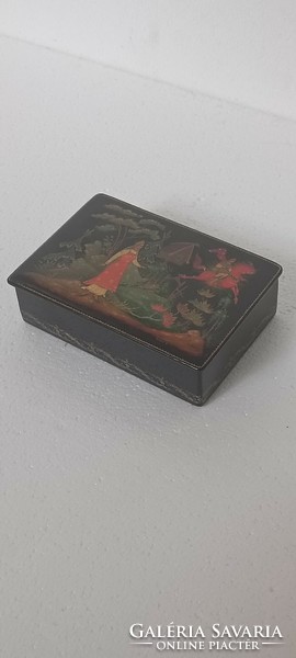 Russian lacquer box paleh hand painted tale konyok gorbunov