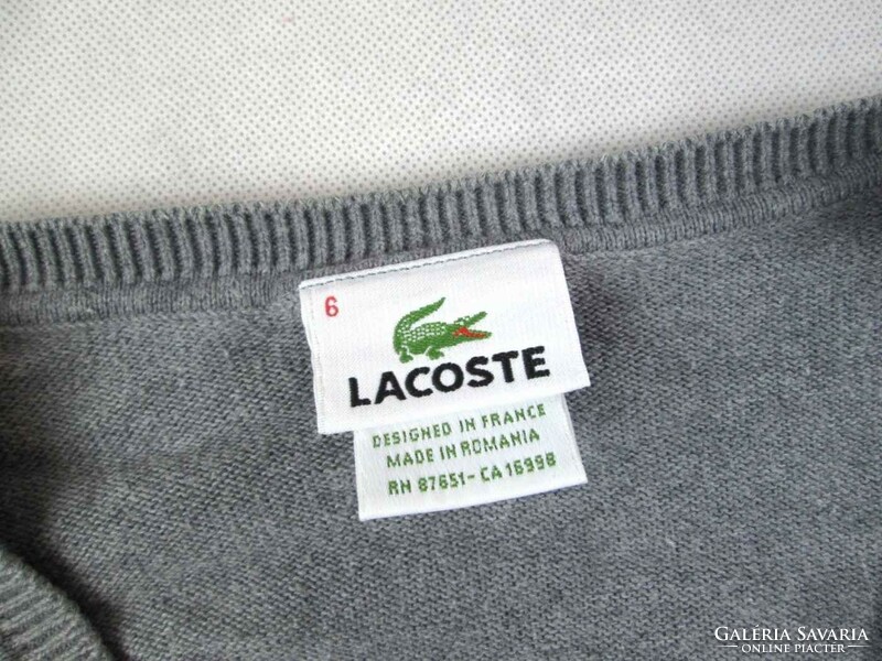 EREDETI LACOSTE (2XL) ELEGÁNS HOSSZÚ UJJÚ FÉRFI SZÜRKE PULÓVER