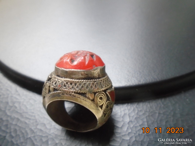 Intaglio carnelian with Pegasus Afghan-Turkmen, Ottoman spectacular tribal ring