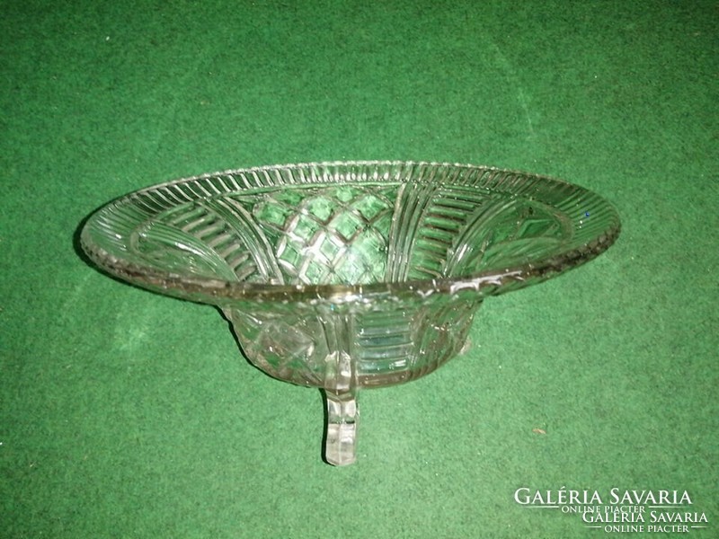 Antique three-legged glass serving bowl 27 cm (b)